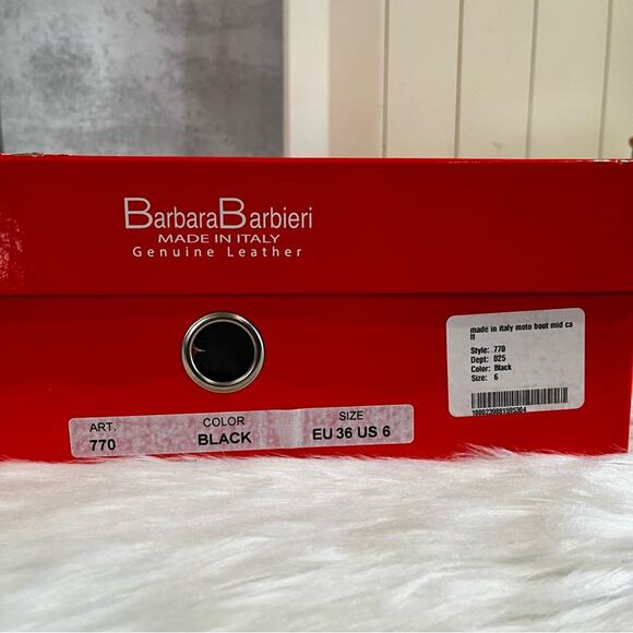 NEW Barbara Barbieri Leather Engineer Lug Sole Moto Mid Calf Boot Black 36 6 NWT - Picture 15 of 16